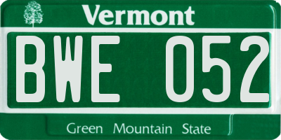 VT license plate BWE052