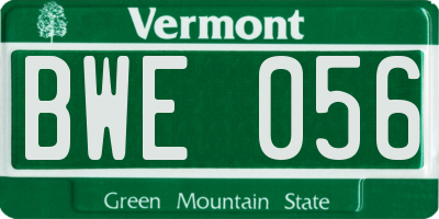 VT license plate BWE056