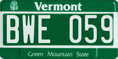 VT license plate BWE059