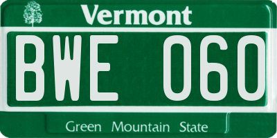VT license plate BWE060