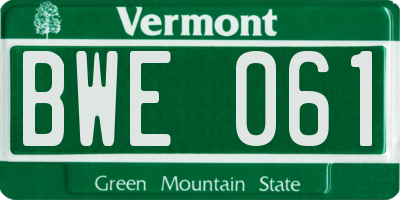 VT license plate BWE061