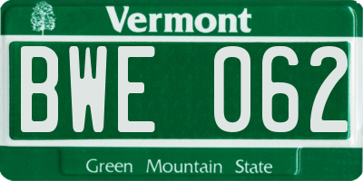 VT license plate BWE062