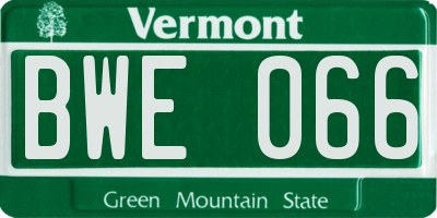 VT license plate BWE066