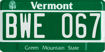 VT license plate BWE067