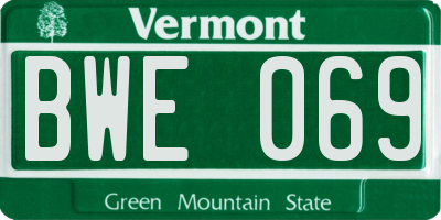 VT license plate BWE069