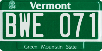 VT license plate BWE071