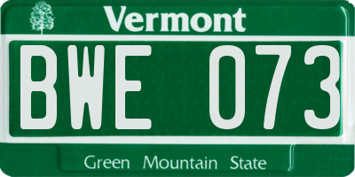 VT license plate BWE073