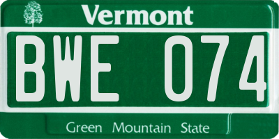 VT license plate BWE074