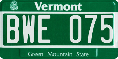 VT license plate BWE075