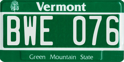 VT license plate BWE076