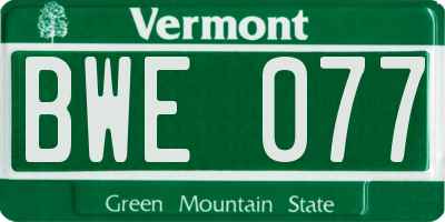 VT license plate BWE077