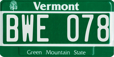 VT license plate BWE078