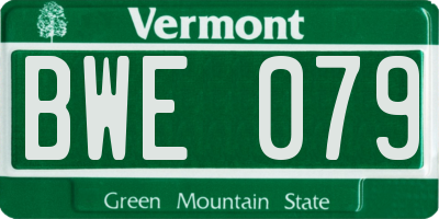 VT license plate BWE079