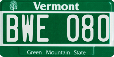 VT license plate BWE080