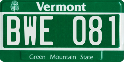 VT license plate BWE081