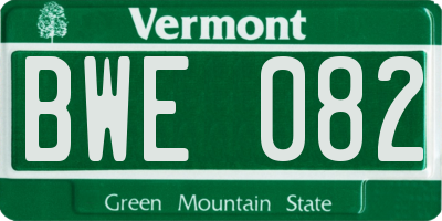 VT license plate BWE082