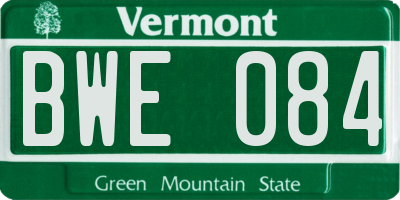 VT license plate BWE084
