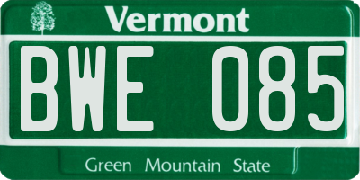 VT license plate BWE085