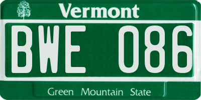 VT license plate BWE086