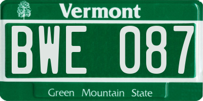 VT license plate BWE087