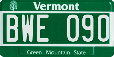 VT license plate BWE090