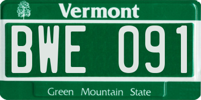 VT license plate BWE091