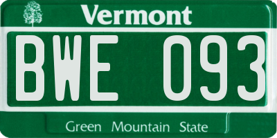VT license plate BWE093