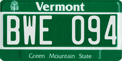 VT license plate BWE094