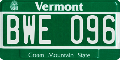 VT license plate BWE096
