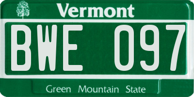 VT license plate BWE097