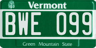 VT license plate BWE099