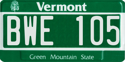 VT license plate BWE105