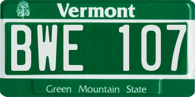 VT license plate BWE107