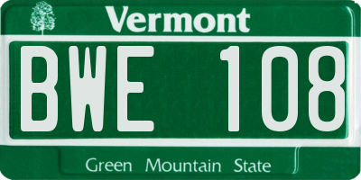 VT license plate BWE108