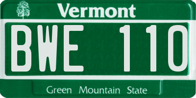 VT license plate BWE110