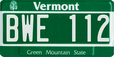 VT license plate BWE112