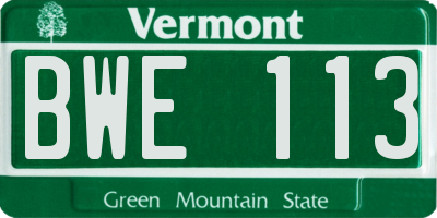 VT license plate BWE113