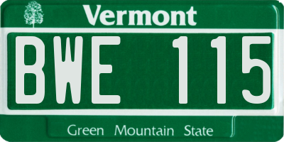 VT license plate BWE115