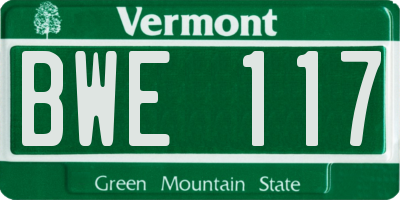 VT license plate BWE117