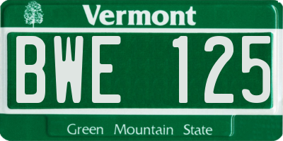 VT license plate BWE125