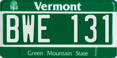 VT license plate BWE131