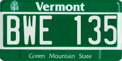 VT license plate BWE135