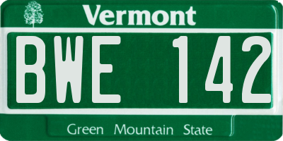 VT license plate BWE142