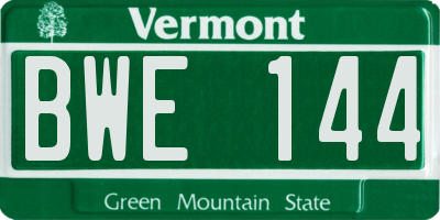 VT license plate BWE144