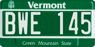 VT license plate BWE145