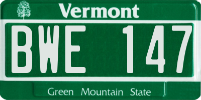 VT license plate BWE147