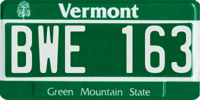 VT license plate BWE163