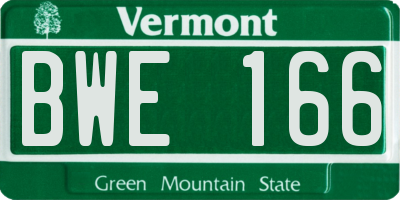 VT license plate BWE166