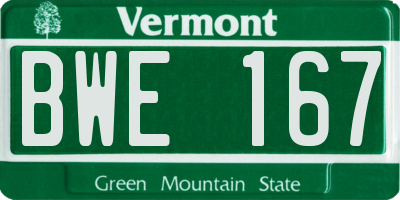VT license plate BWE167