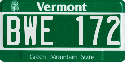 VT license plate BWE172